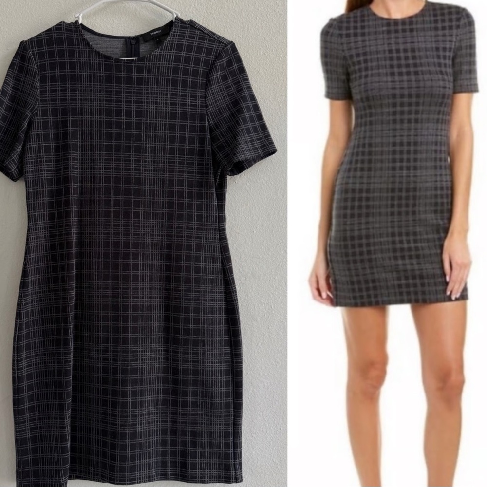 Theory Black Plaid Mini Dress
